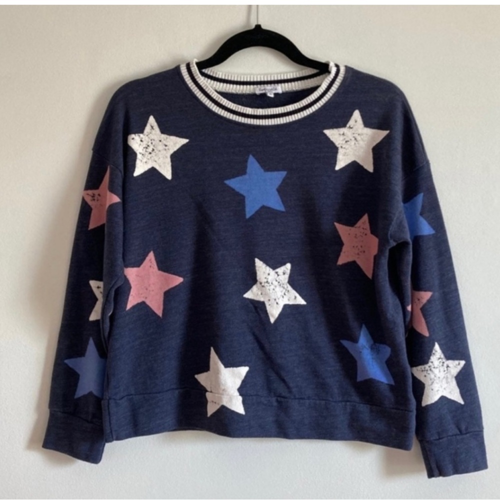 Splendid Starry Sweatshirt - Dark Blue, Light Blue, Pink, White - Picture 2 of 5